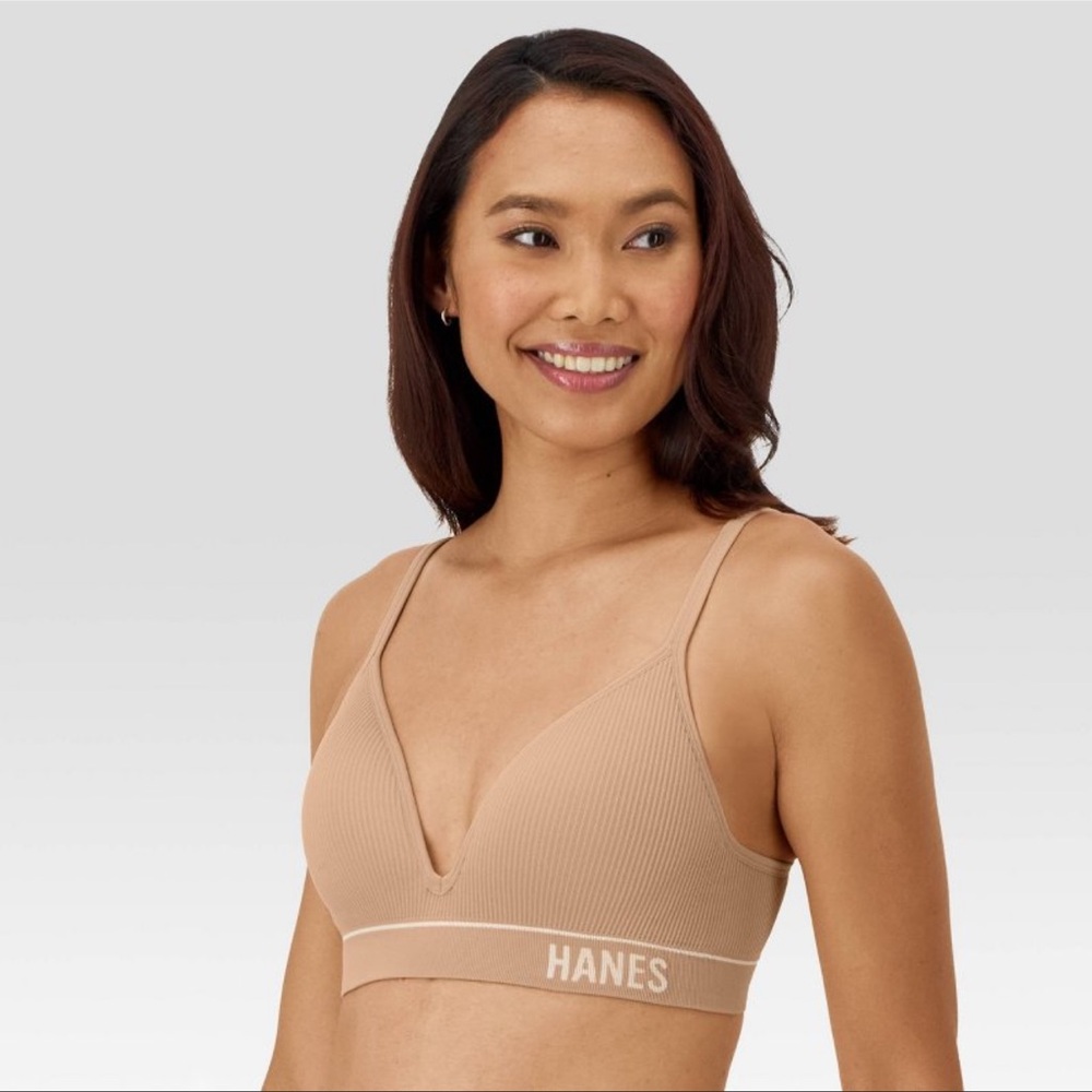 Hanes Tan Minimalist Bra with Light Support